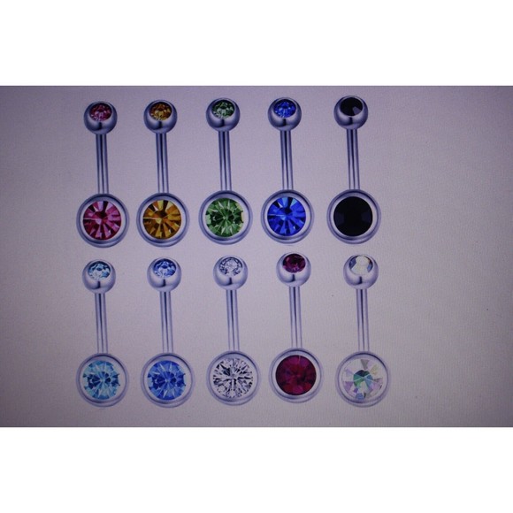 14 Gauge Belly Rings Surgical Steel Crystal Stones You Choose Color NIP - Picture 1 of 7